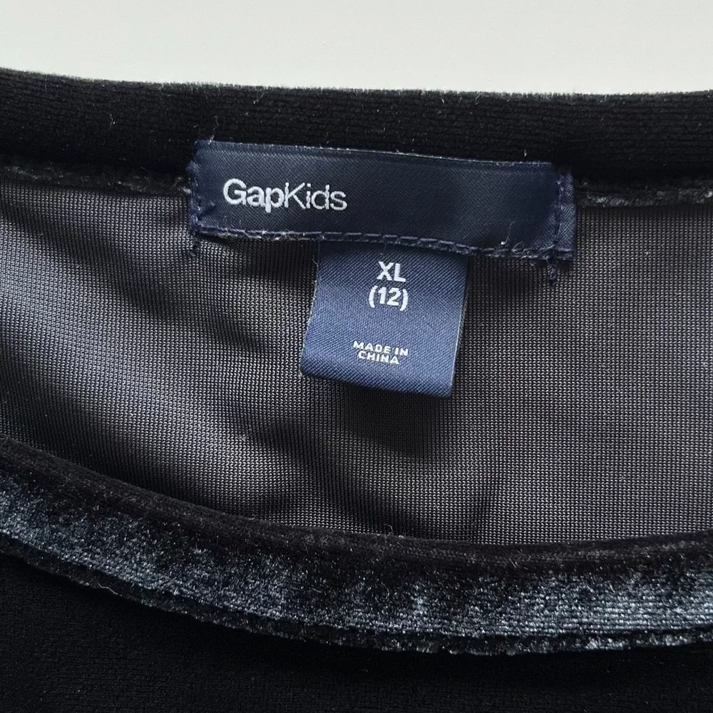 Gap Kids Velvet Tiered Dress Girls XL 12 Black